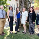 Pictured, from left to right, are App State Writing Across the Curriculum Consultants Miles Britton, senior lecturer in the Department of English; Kelly Terzaken, lecturer in the Department of English; Julie Karaus, assistant director of App State’s University Writing Center; Dr. Sarah Zurhellen, WAC program assistant director; Dr. Beth Carroll, director of App State’s WAC program and University Writing Center and professor in University College and Maddie Gorniak, research assistant